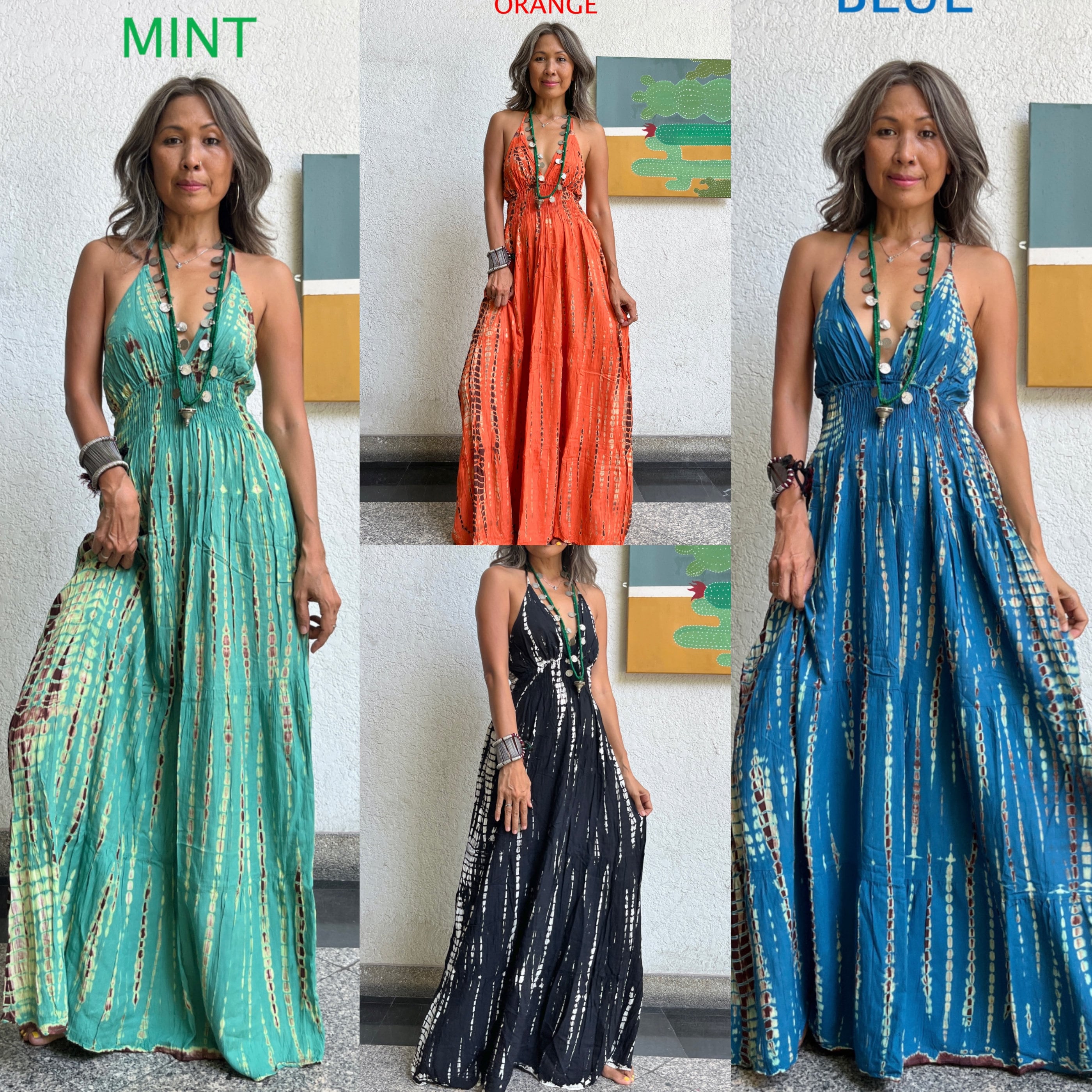 Green tie dye dress online