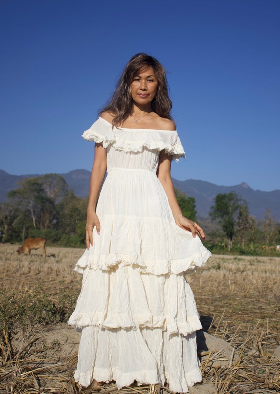 Boho Wedding Dress bohemian Ruffled Dress boho Layered Dress boho
