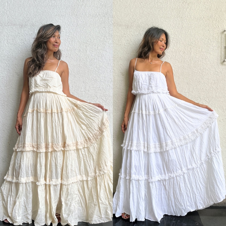 Boho Wedding dress/Maternity for Photoshoot Dress,Wedding Gown,Spaghetti strap Dress,Boho Wedding Dress,White Wedding Dress,Cotton dress 