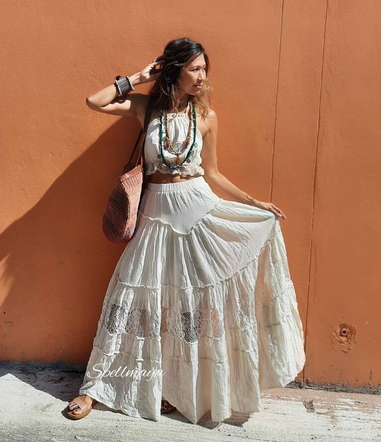 Bohemian Lace Maxi Skirt/boho Set ...