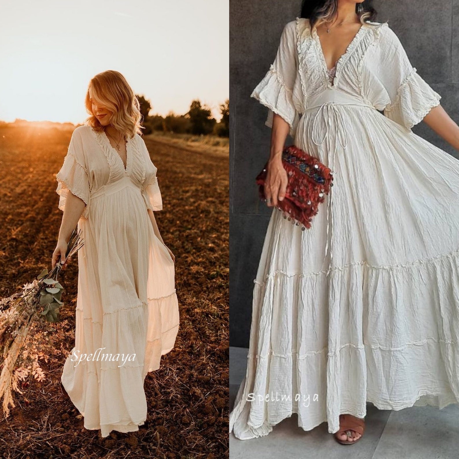 Trendy Boho Cream Wedding Dresses for an Elegant, Ethereal Bride