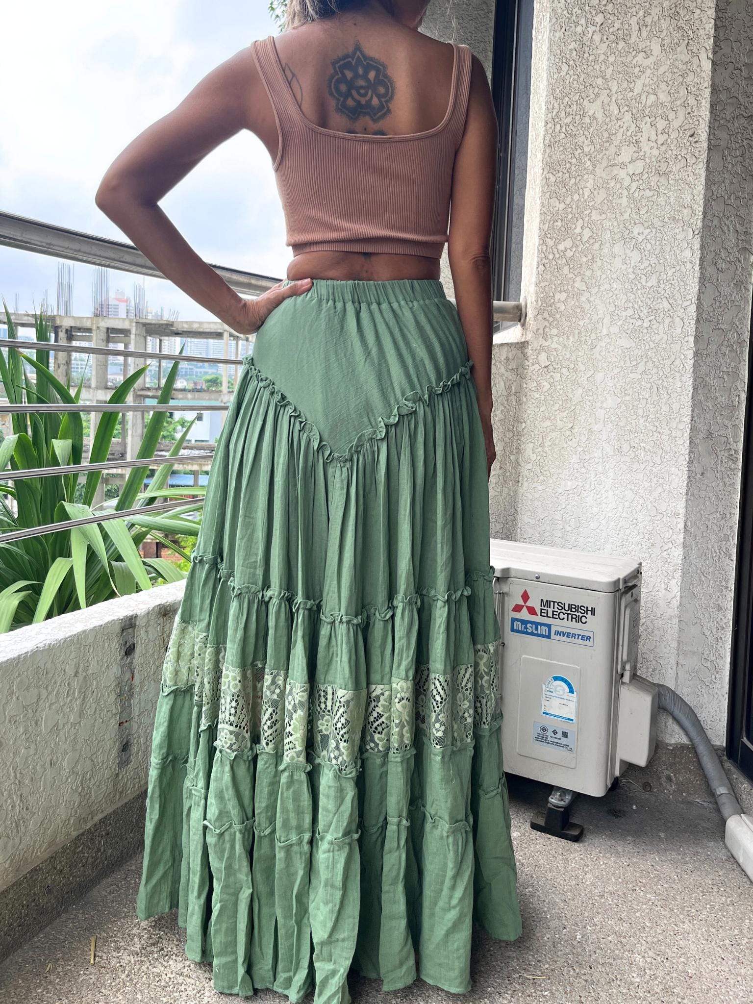 マタニティ WILLFULLY aslope fringe tiered SK Free People Metallic Rose Moonbeam Tiered Skirt Size S | eBay