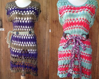 Bohemian Macrame Dress/Boho Crochet Bikini Cover Up Dress/Festival crochet dress/Colorful Crochet Boho Dress. 5 Beautiful Color Choices.