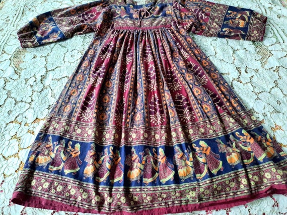Vintage 70s Indian Dress Maxi Dress, Indian Cotton