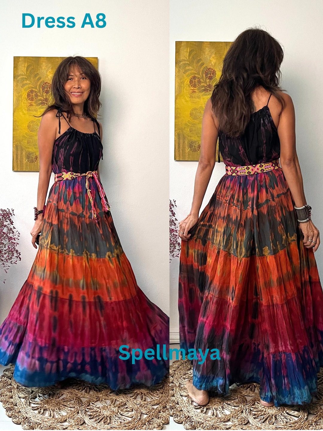 Boho Tied Tie Dye Maxi Dress,plus Size Tie Dye Dress,maternity Maxi  Dress,rayon Tie Dye Dress,festival Tie Dye Dress,hippie Tie Dye 