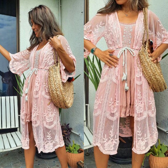 light pink lace cardigan