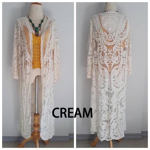Boho Long Lace Cardigan/bohemian Sheer 