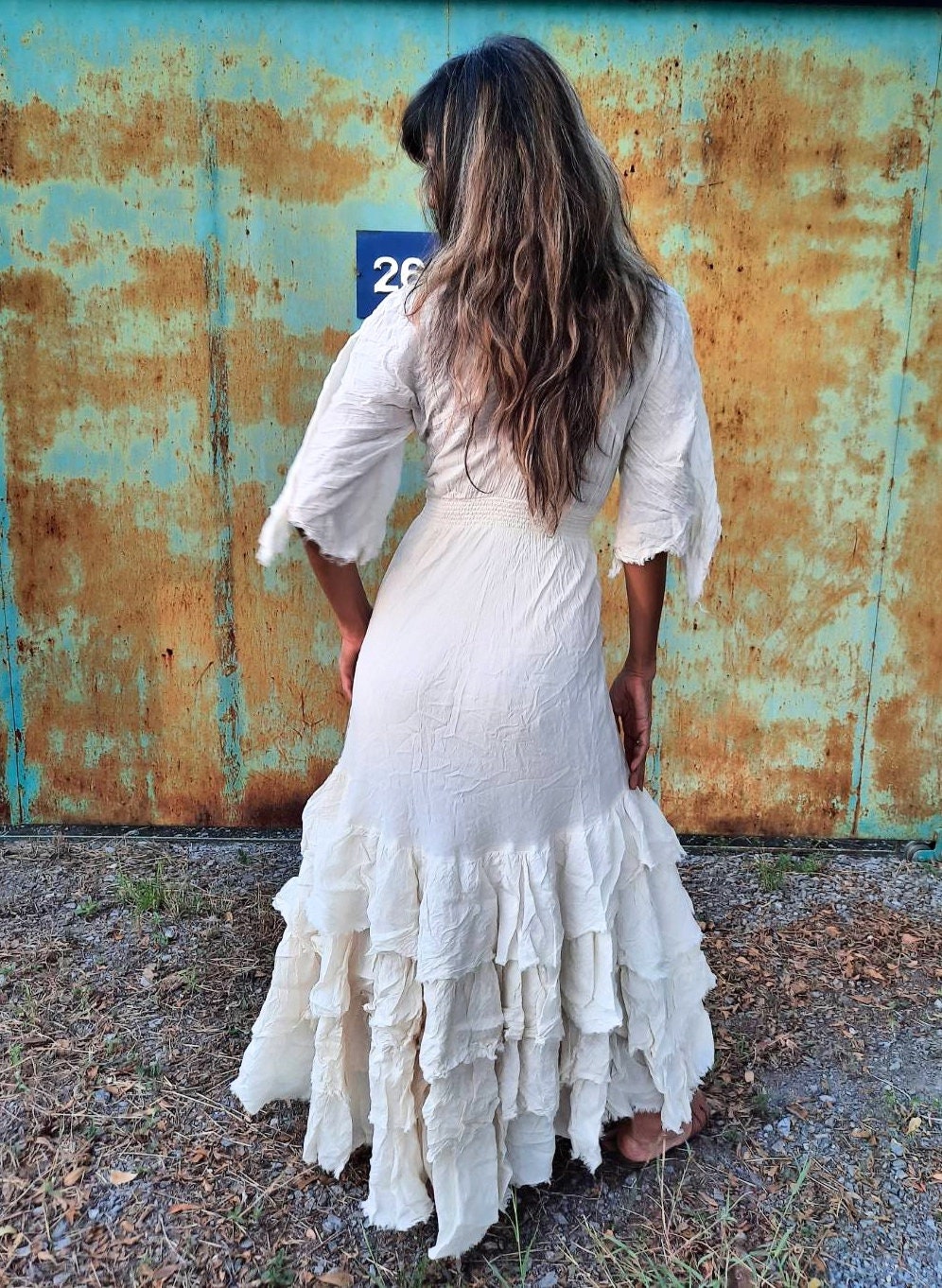 Handmade Bohemian Wedding Dress/White Wedding Dress/Boho V | Etsy