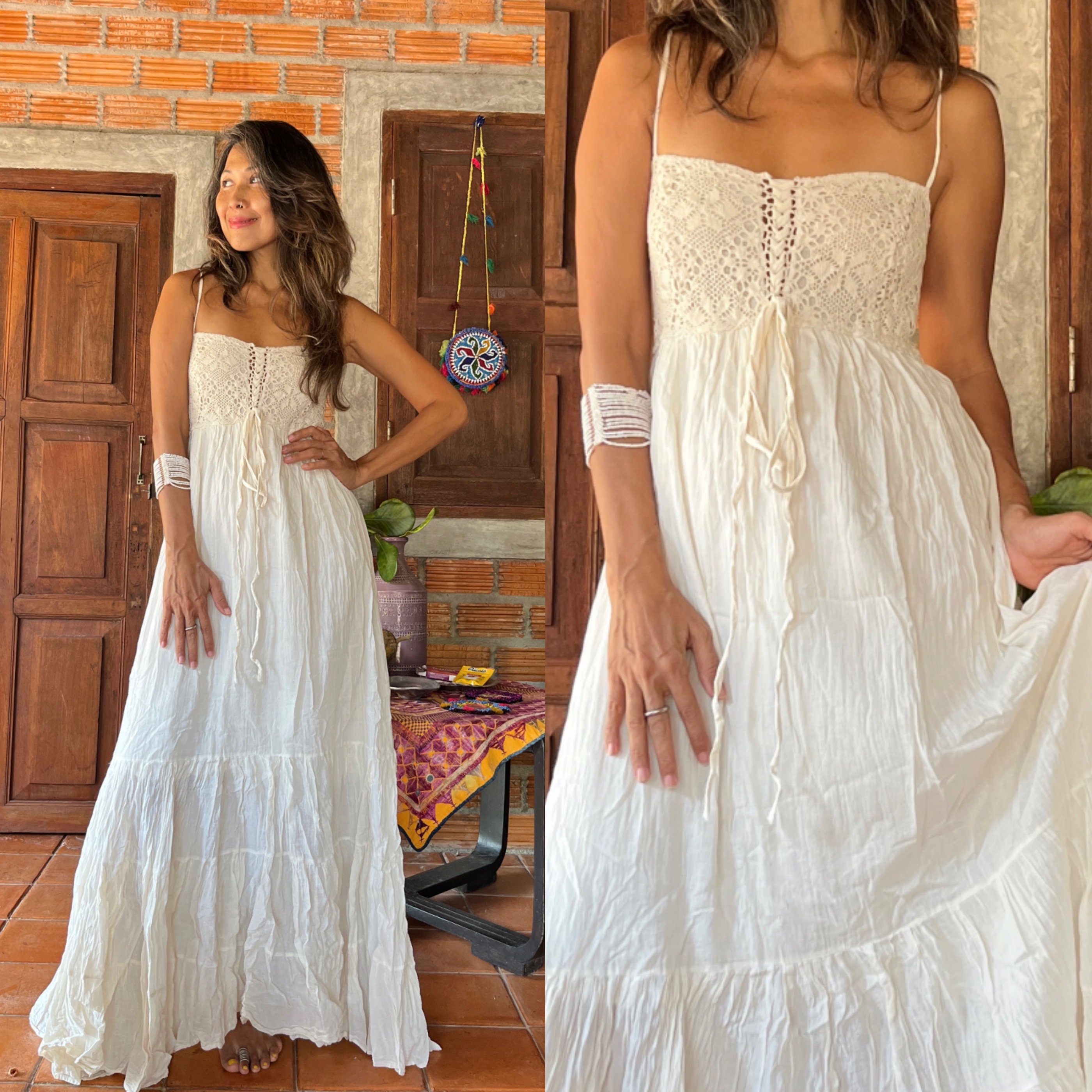 Buy SPAGHETTI STRAP OFF-WHITE MAXI DRESS for Women Online in India