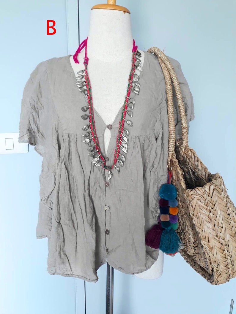 Handmade Cotton Dye Blouse 10 colorsBohemian raw cotton BlouseHippie Light Weight topBeach cotton blouseEveryday Summer cotton blouse