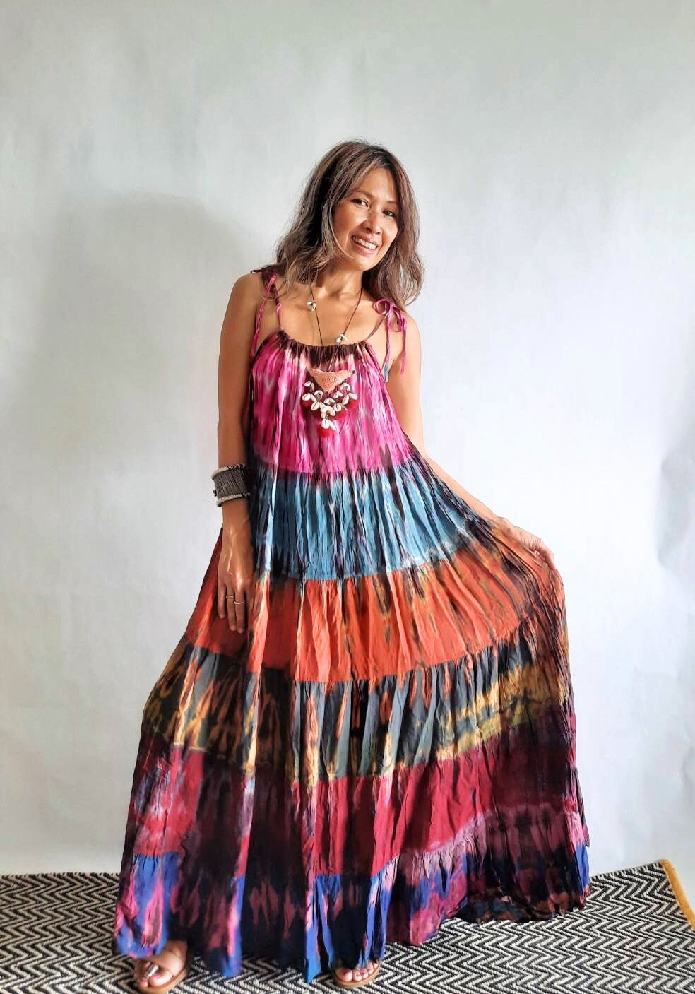 bohemian tie dye maxi dress