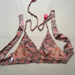 Boho Neckholder Seidenblumen Krawatten, Seidenblock bedruckt, Strand bunt Top, Festival Crop Top, Bild 8