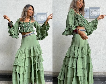 BohoTwo piece Maternity in skirt ,Photoshoot set with maxi Skirt,Boho Wedding Set,Boho White set in Skirt,Option top only ,skirt only Or set