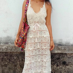 Gorgeous Detailed Lace From Head to Toe Crochet Boho Wedding Dress ...