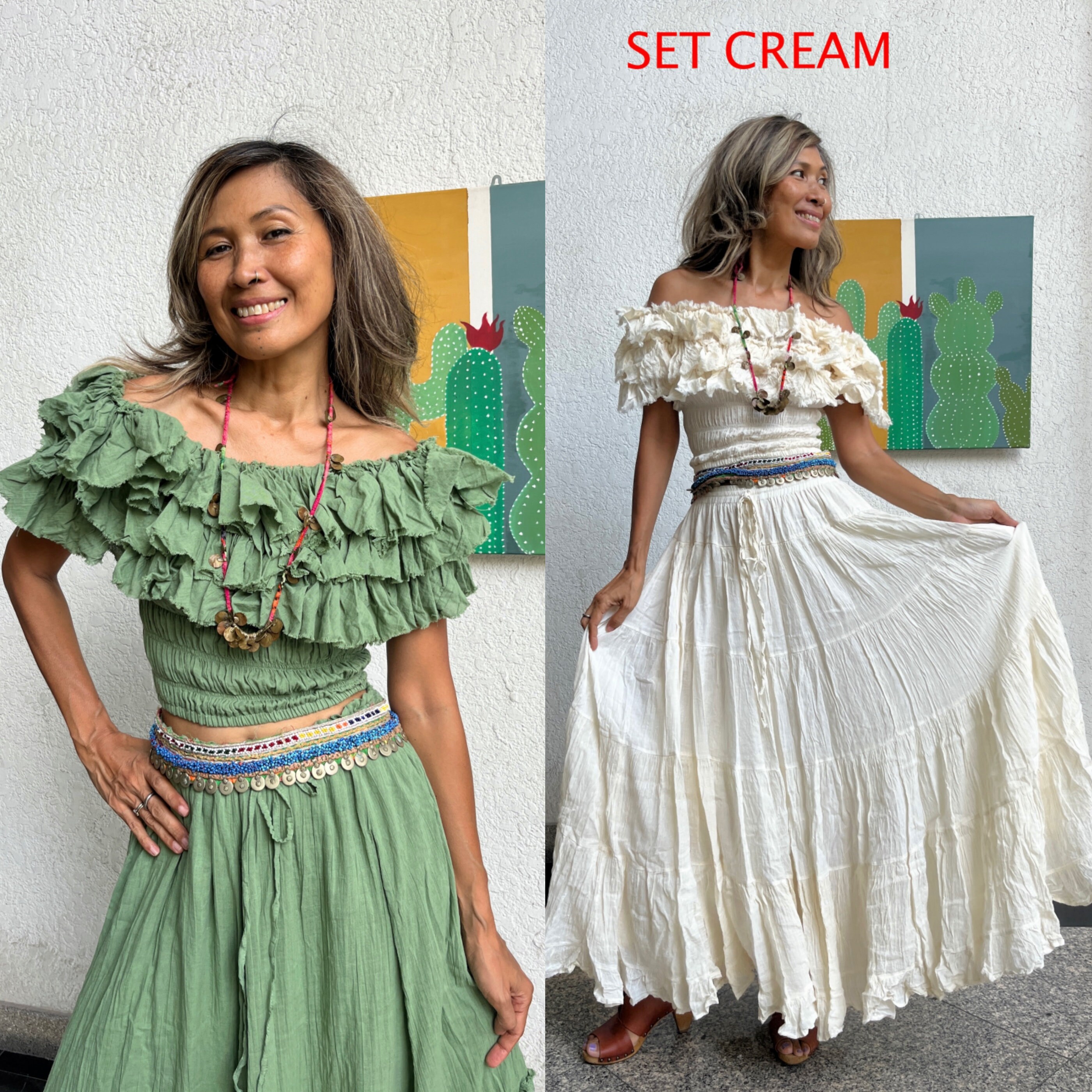 Boho Layered Cotton Crop Top,off Shoulder Top,cotton Blouse,boho