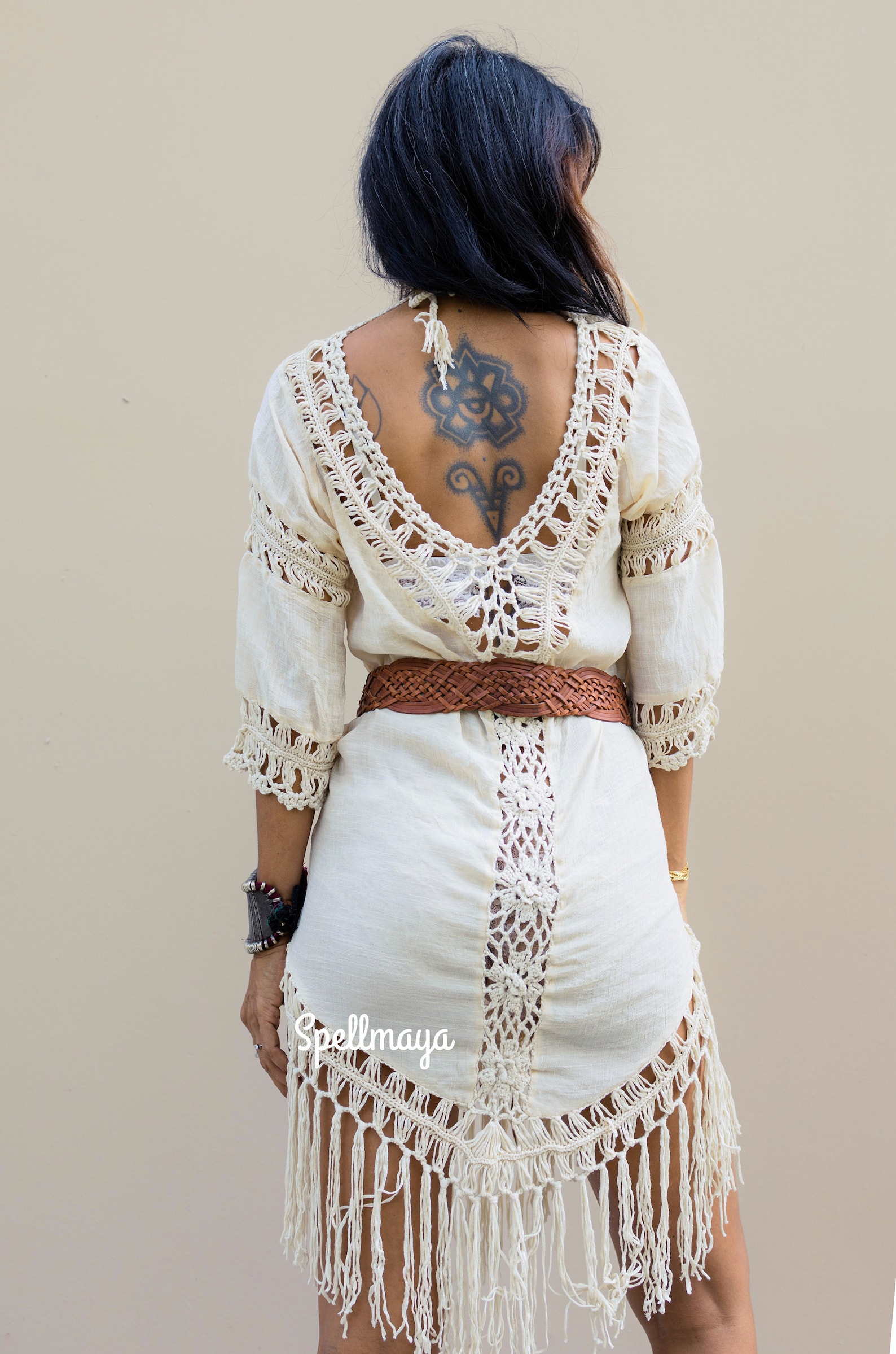 Bohemian Fringe Dress boho Macrame Cotton Dresshippie Etsy