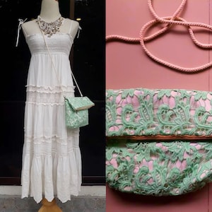 Bolso de hombro de encaje hecho a mano/Bolso de encaje bohemio/Bolso de encaje para mujer/Bolso cruzado de encaje para festival/Bolso de encaje de verano/Bolsos y carteras/Bolso de encaje para playa en 4 colores