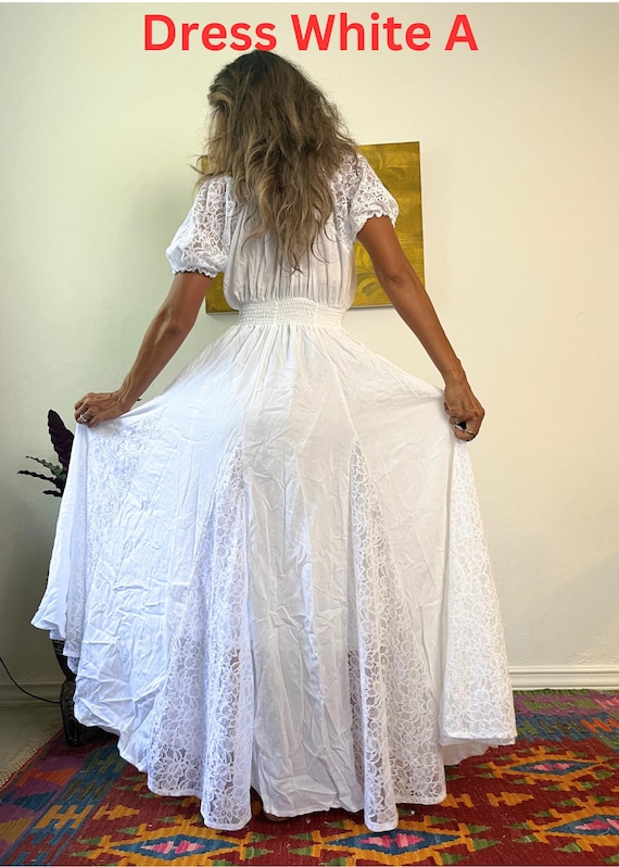 Boho Lace Trim Maxi Dress/maternity Wedding Dress/off Shoulder 