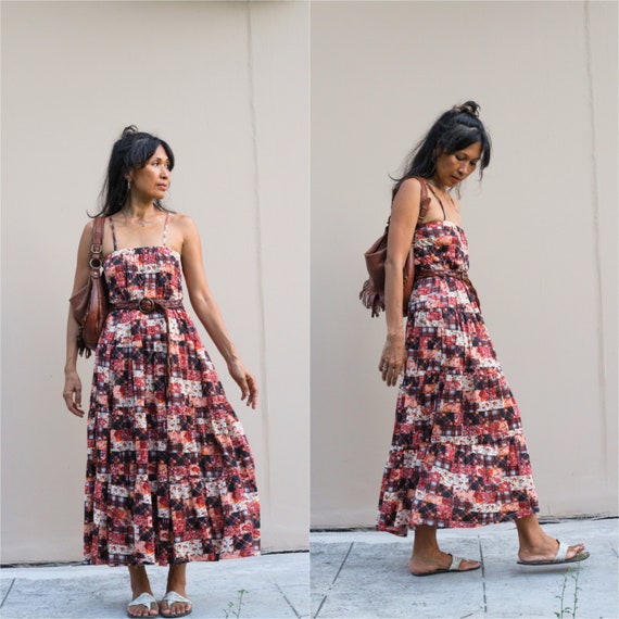 Vintage Smocked Maxi dress/Bohemian Smocked Maxi