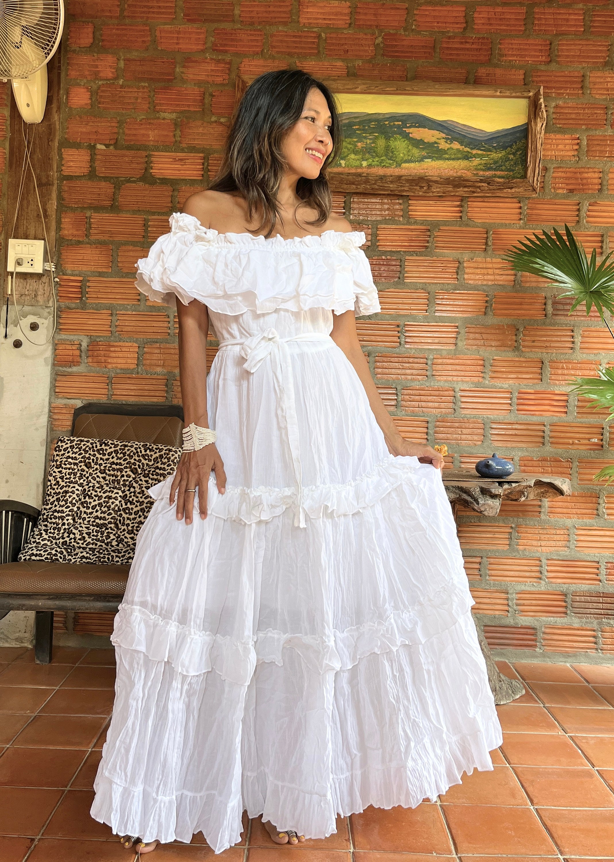 White frill shop summer dress