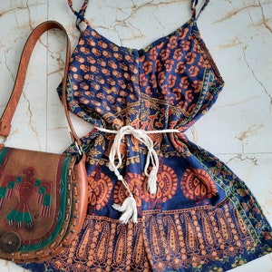 Handmade Jumpsuit, Bohemian Block Printed Jumpsuit,Hippie Paisley Printed romper,Summer Cotton jumpsuit,Beach jumpsuit,Gypsy jumpsuit.