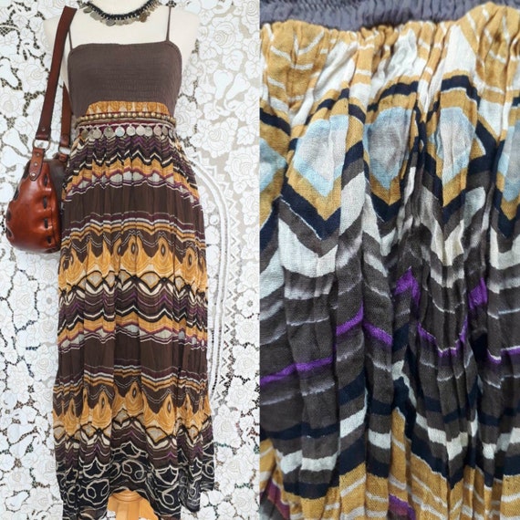 Vintage Block Printed Indian Dress/Smocked Indian