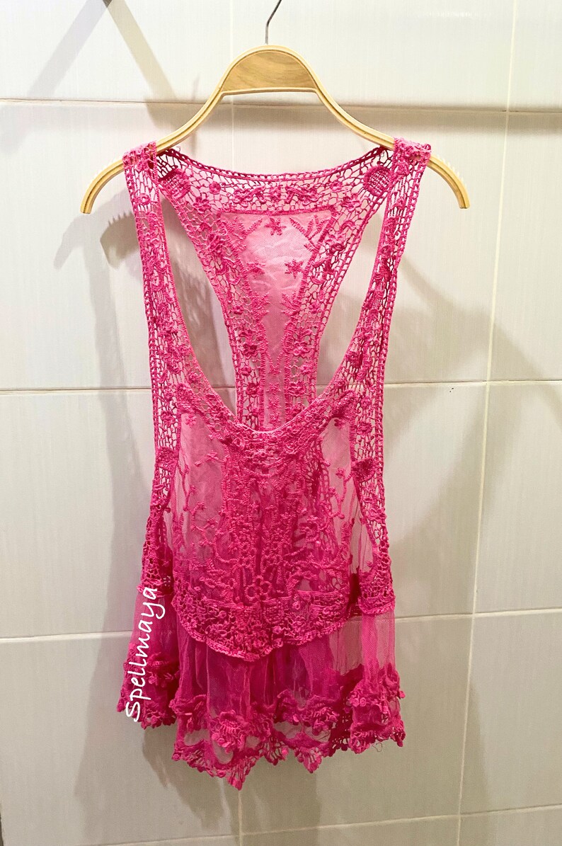 Sheer Lace Tank Top /boho Lace Top/ Romantic Lace Top/swim Etsy