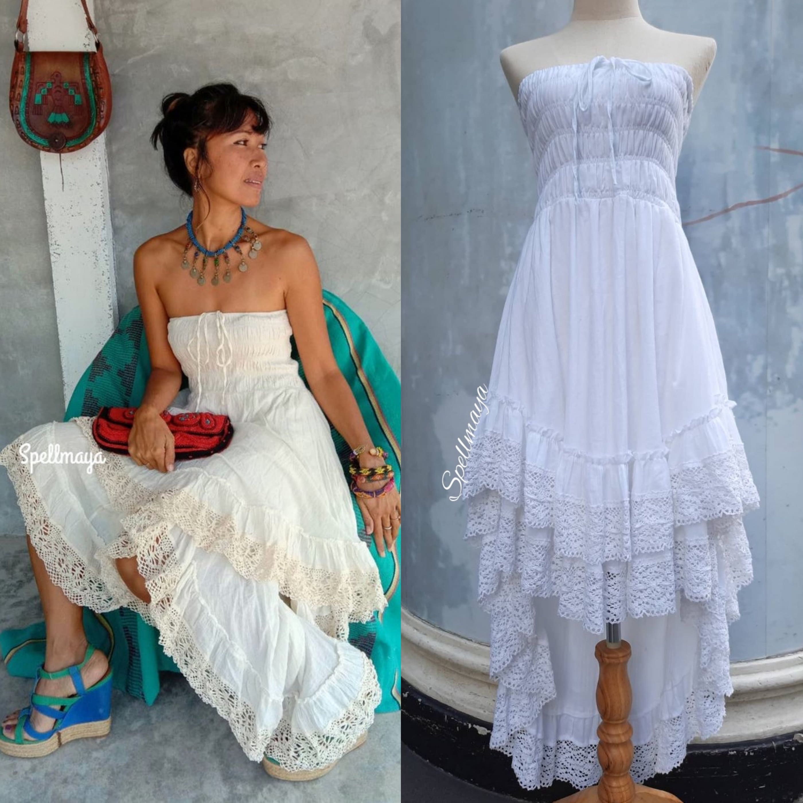 bohemian high low wedding dress