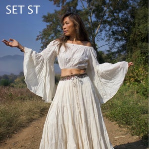 BohO Off Shoulder Blouse,Boho 2 Pieces set in skirt,Maternity top and skirt for Photoshoot,Romantic Beach Wedding 2 piece Set.