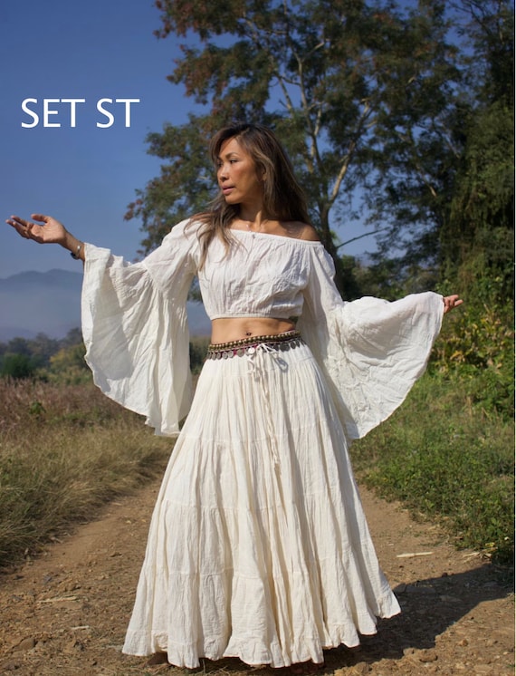 Boho off Shoulder Blouse,boho 2 Pieces Set in Skirt