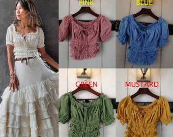 Boho off shoulder Crop top,Boho Smocked top,2 piece Wedding dress,Ruffle crop top,Cotton Crop Top,Cotton Ruffle top,Maternity set Photoshoot