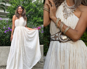 Greek Ancient Dress,Boho Wedding Dress,Cream Wedding Dress,One Shoulder Dress,Maternity Photoshoot Maxi dress,Beach Wedding Dress,Festival