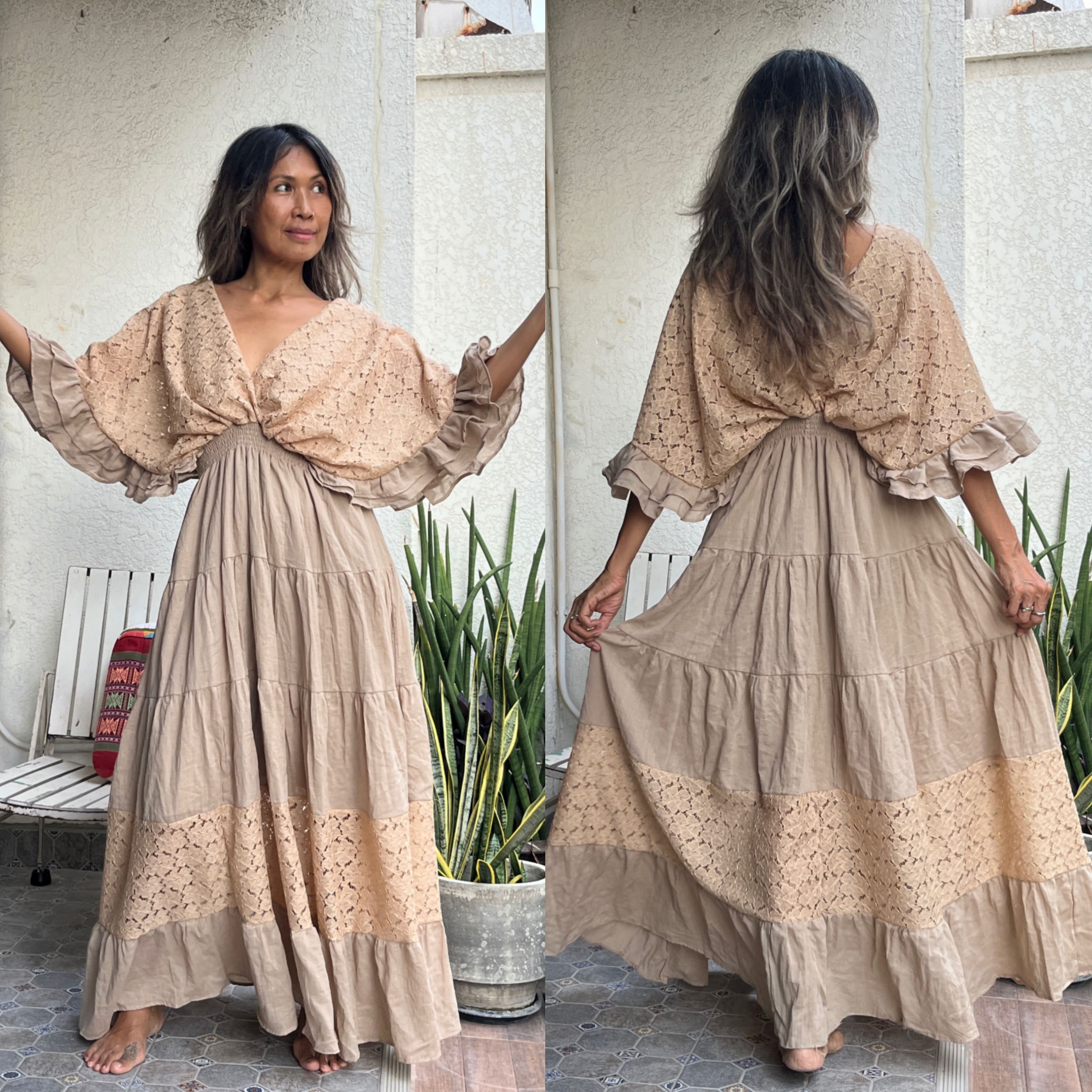Boho Lace Trim Cotton Maxi Dress kaftan Wedding Dress Boho Wedding Dress ruffle Maxi Dress resort Wear vacation Maxi Dress plus Size Dress. Etsy