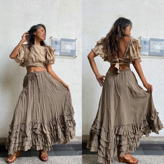 Ruffle skirt top and top set