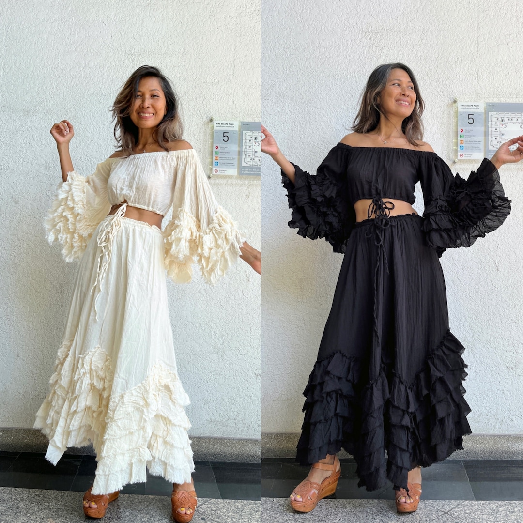 Boho Skirt and Top Set,boho Outfits,2 Piece Set in Skirt,boho Wedding