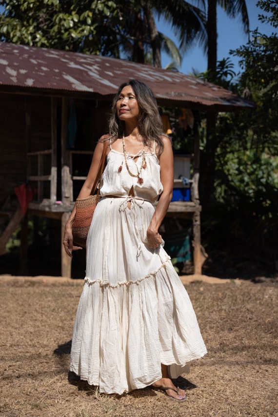 two piece boho maxi dress Boho 2 piece set with gradient dye 2 tone,Ruffle Maxi skirt,Festival 2 piece set in Maxi skirt,Cotton crop top,Option set or skirt only