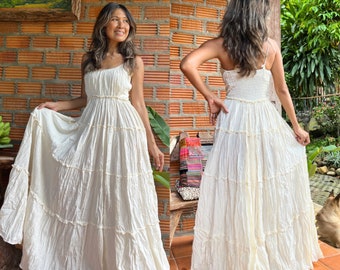 Bohemian Wedding Dress/Off White Wedding Dress/ Boho Wedding Dress/Maxi Wedding Dress/ Summer Maxi Dress/Resort wear/Maternity maxi dress.