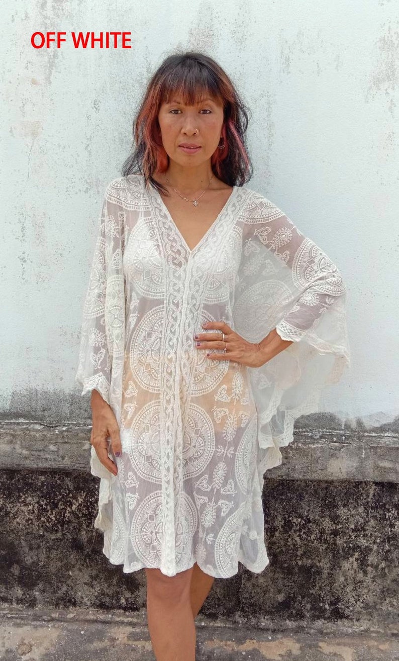 Bohemian Embroidered Kaftan/beach Lace Kaftan/festival Mini Etsy
