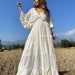 Boho Lace Trim Cotton Maxi Dress/Kaftan Wedding Dress/ Boho Wedding Dress/Ruffle Maxi Dress/Resort wear/Vacation Maxi Dress,Plus size dress. 