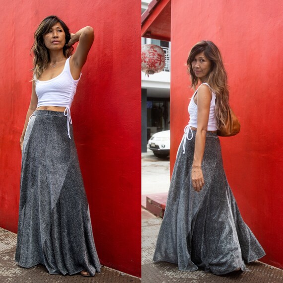 Vintage High Waist Maxi Skirt,Shiny Maxi Skirt,Sex
