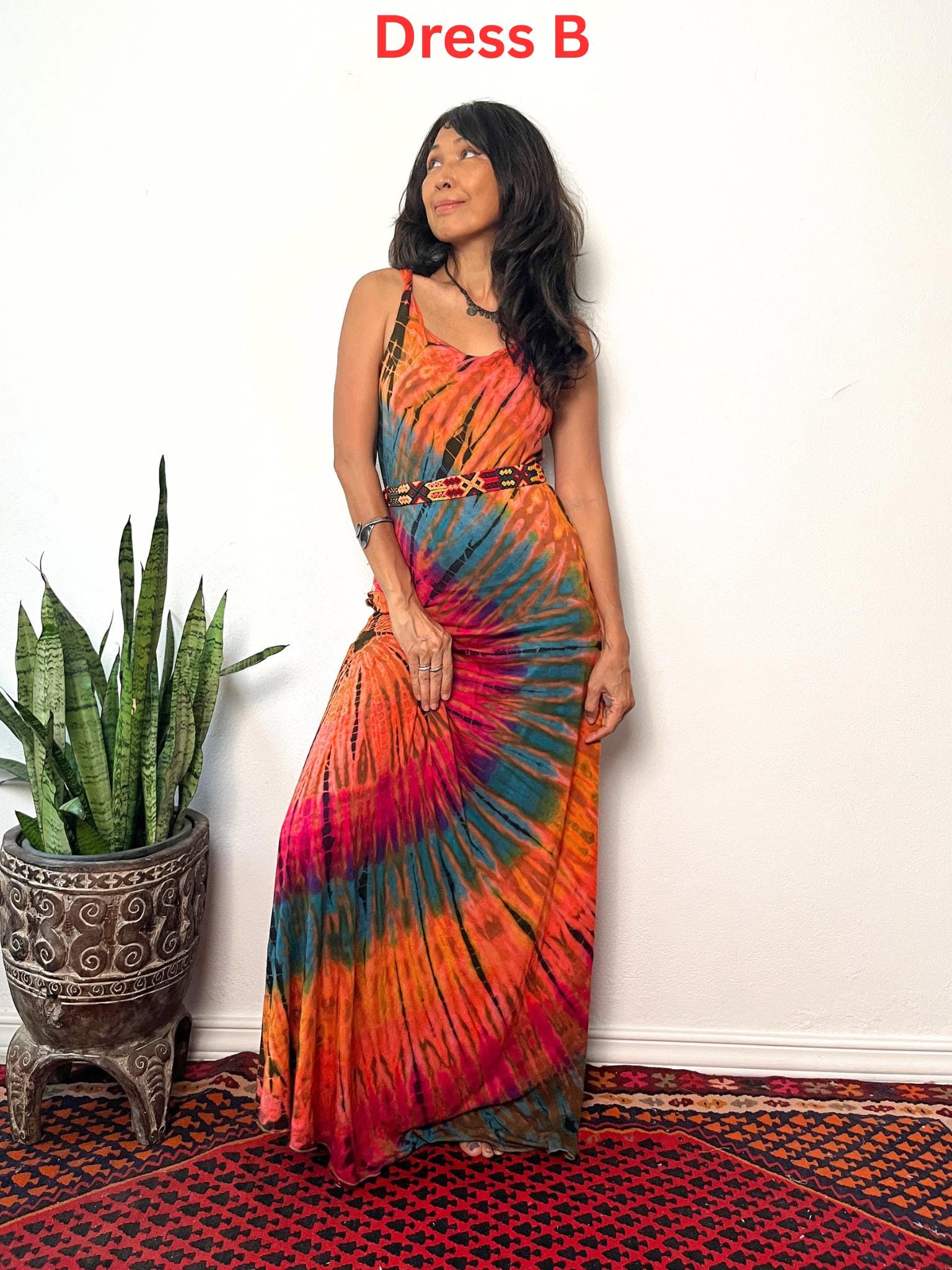 bohemian tie dye dress Boho Maxi Dress, Beach, Maternity, Body Hugging , Back Weave Style Dress,super Stretch,sleeveless Long Dress, Women's Clothes fw-24 Embroidered Turquoise Asymmetric Summer Size:Pre - order 11-12 years Designed with a relaxed