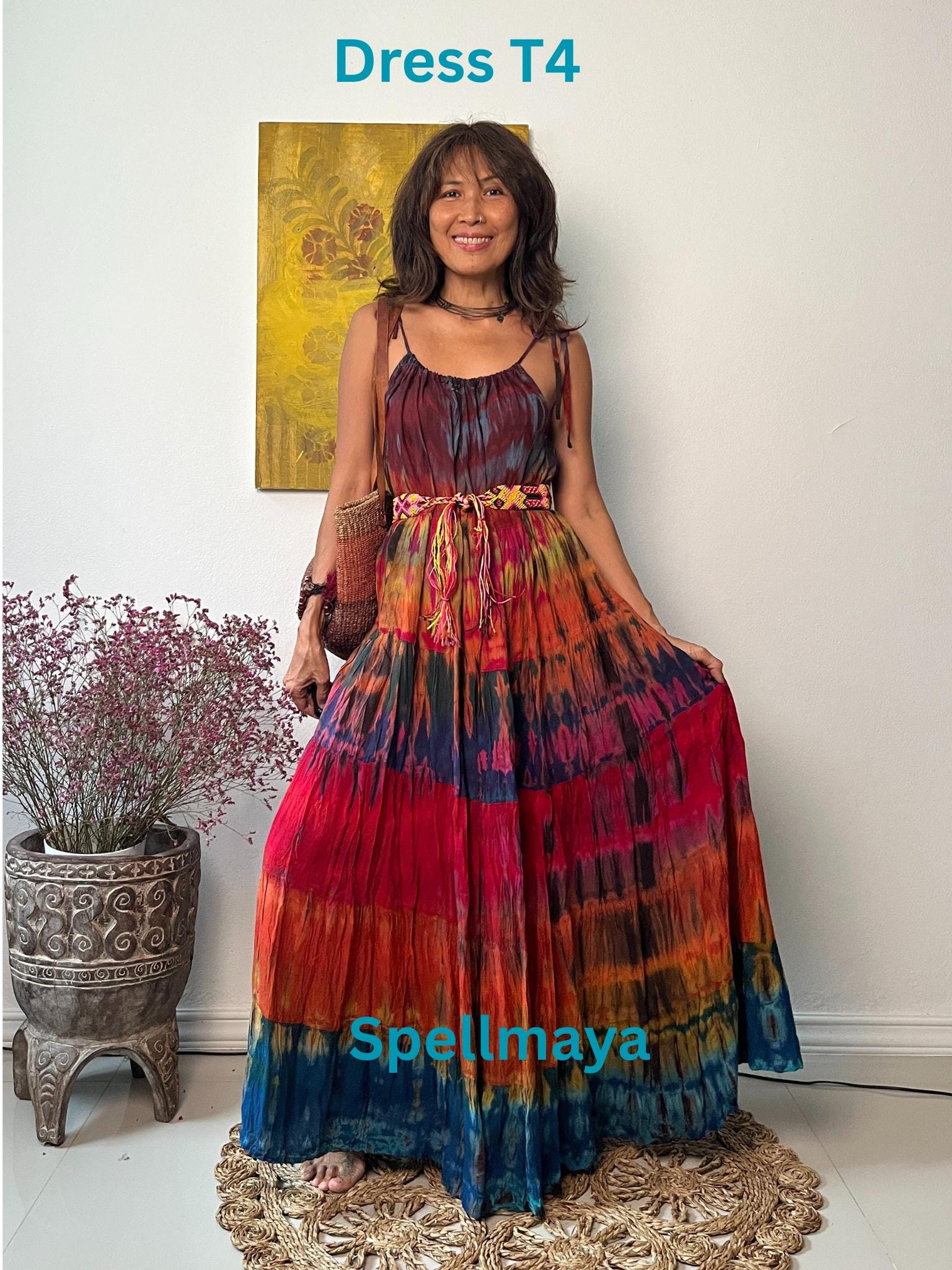 Boho tied tie dye maxi dress,Maternity tie dye dress, festival tie dye dress,Beach tie dye dress,Hippie tie dye dress,Rayon Tie dye dress.