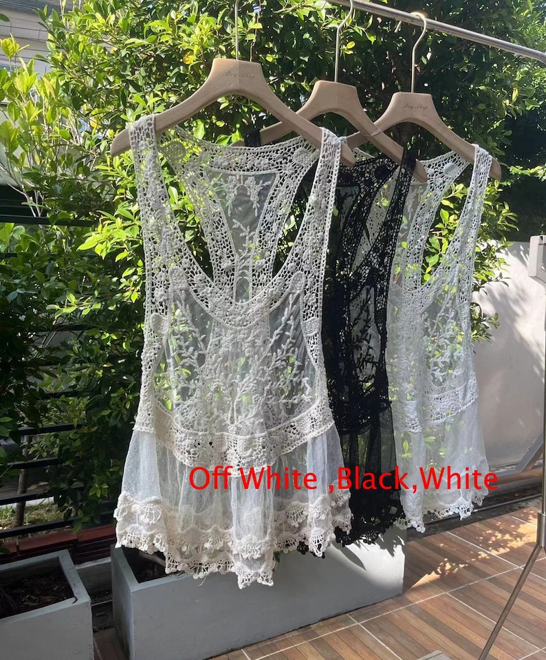 Sheer Lace Tank Top /boho Lace Top/ Romantic Lace Top/swim Etsy