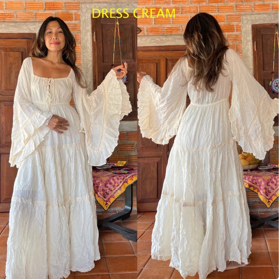 Boho Wedding Dress cotton Lace Trim Maxi Dress white Wedding Dress black Maxi Dress maternity for Photoshoot Maxi Dress photoshoot Outfits. Etsy