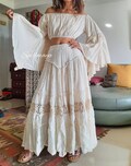 Boho Set of top and skirt, Flamenco Skirt,Boho Ruffle Skirt,Maternity set in skirt,Cream Width sleeve top,Option top only, Skirt only or Set product logo