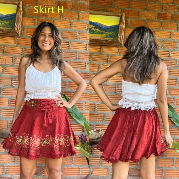 Summer Mini Fringe Skirt/bohemian Embroidered Skirt/boho  display picture 1
