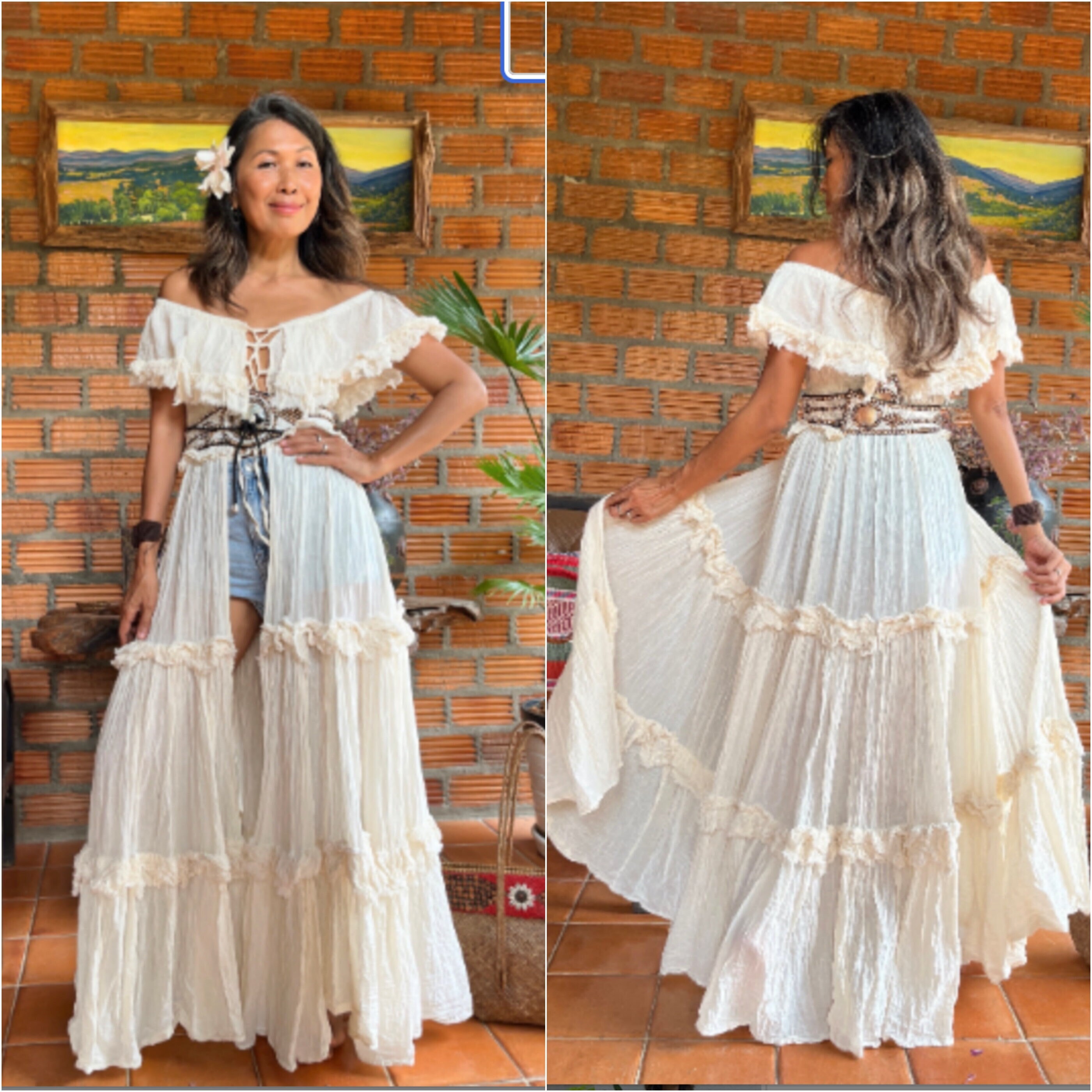 Elegante Donna Chiffon Blusa Con Mezza Lunghezza Maniche Bianco #BL413