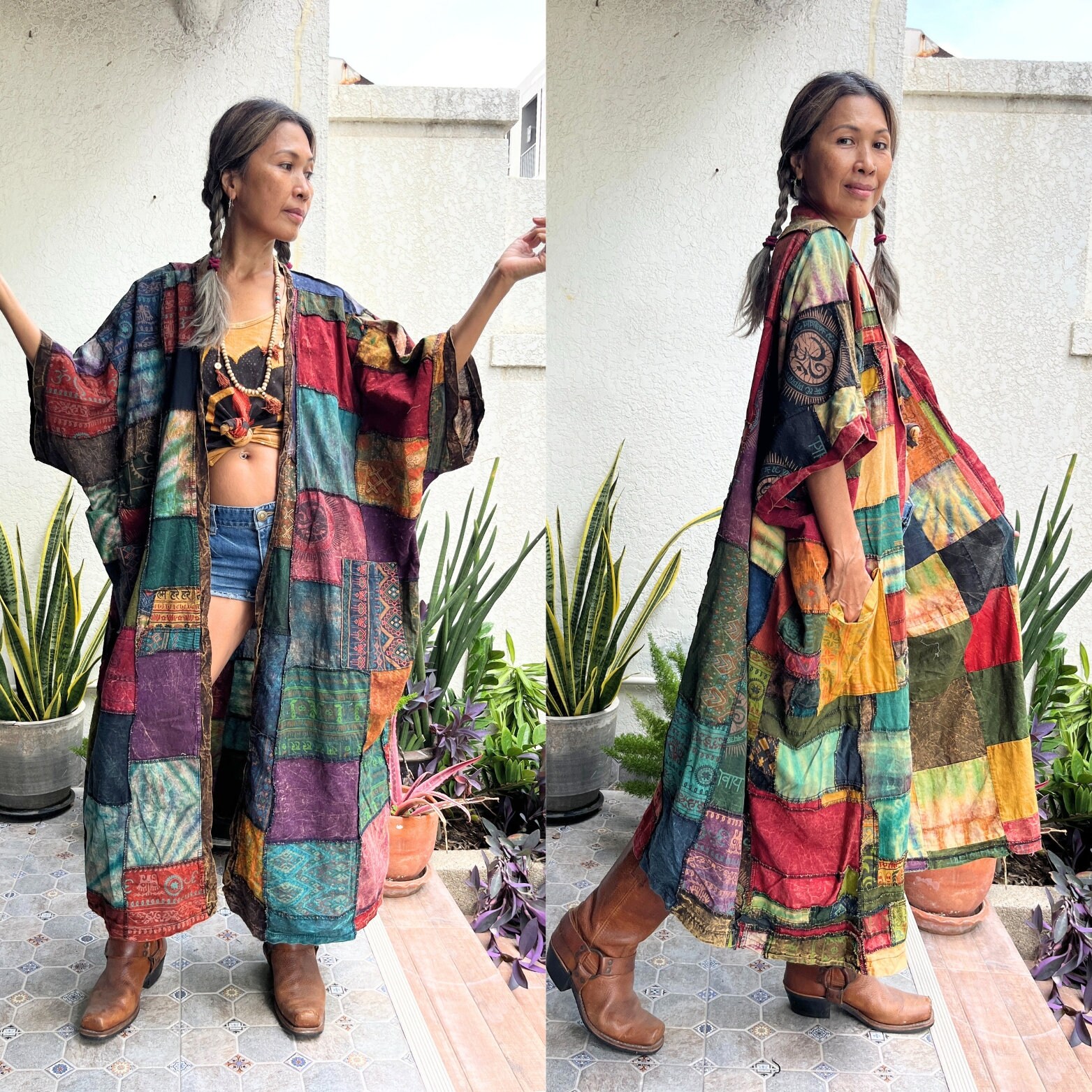 Patchwork kimono cardigan best sale