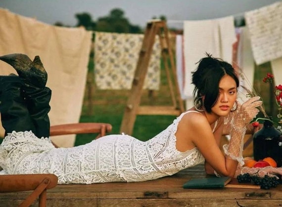Gorgeous Detailed Lace From Head to Toe Crochet Boho Wedding Dress. Sexy  Beach Dress. Party Dress. White Dress. Ibiza Girl Dress. Dream Gown - Etsy