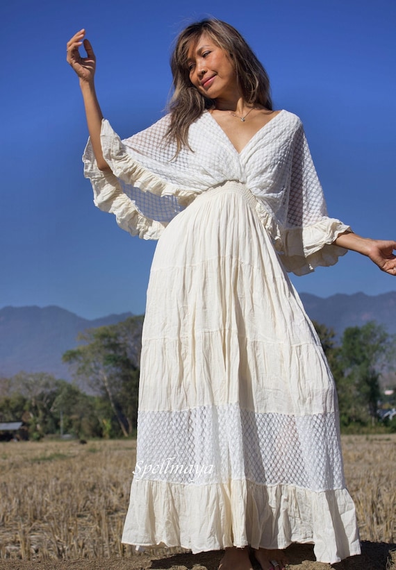 plus size boho white dress